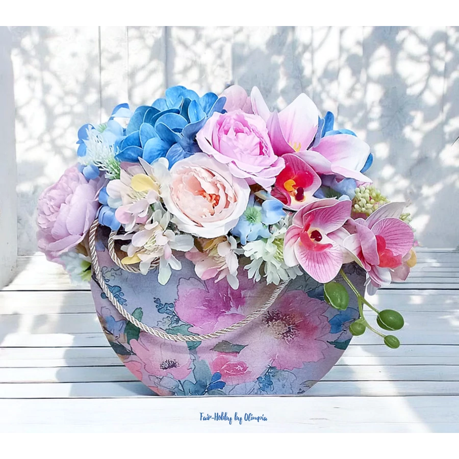 Nagyméretű, televirágos fa táskabox