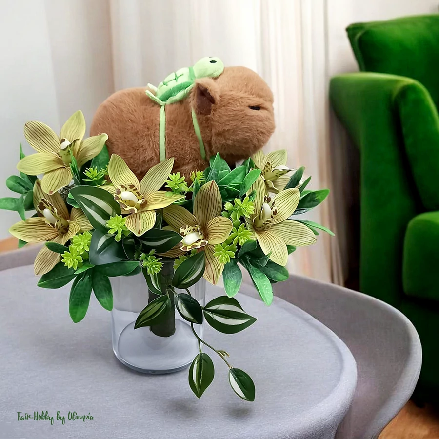 Ballagási csokor capybara plüss figurával 